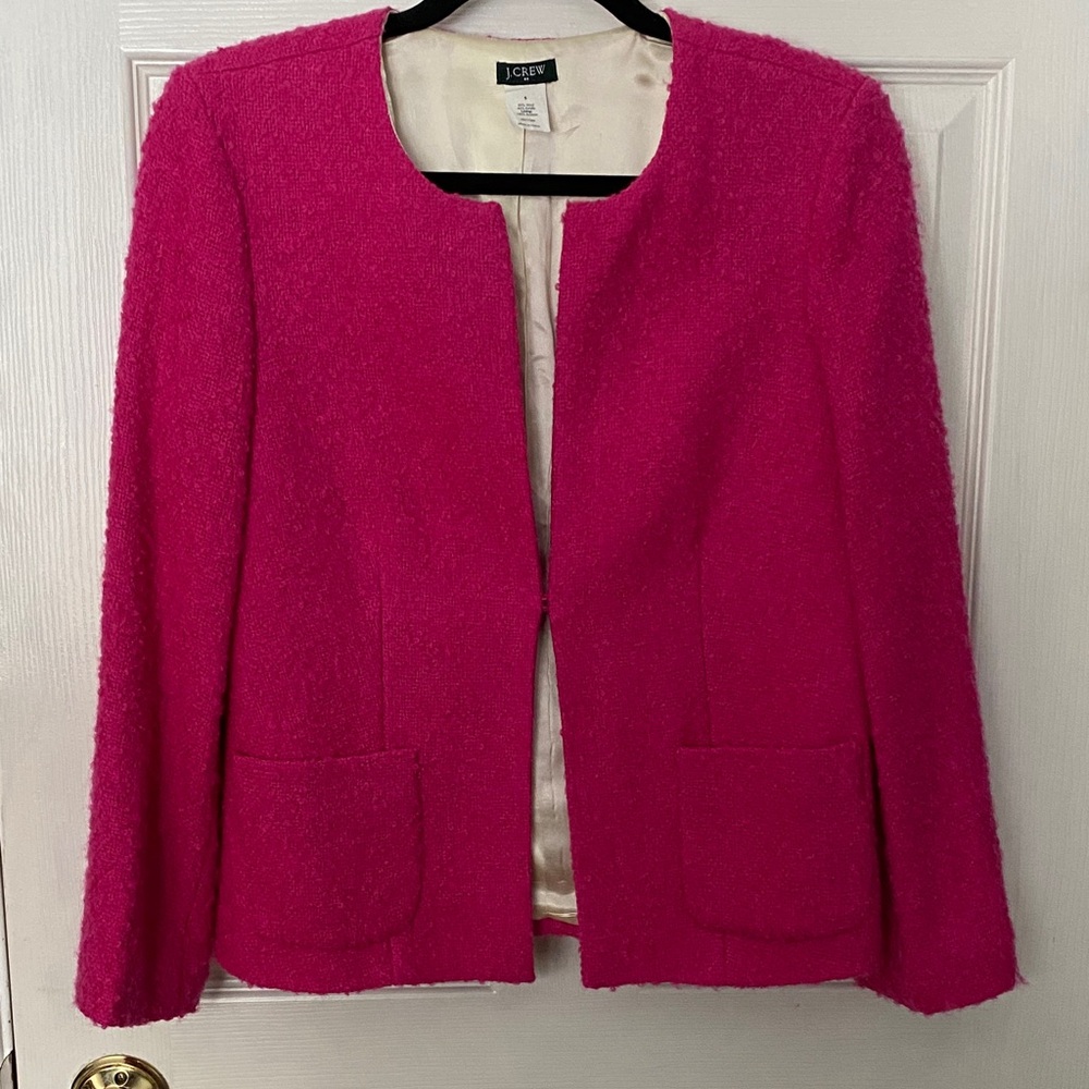 J. Crew Textured Boucle Jacket Vibrant Pink Size 6